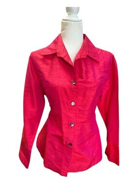 Anu Womens Pink Iridescent Button Blouse 100% Silk Made In India